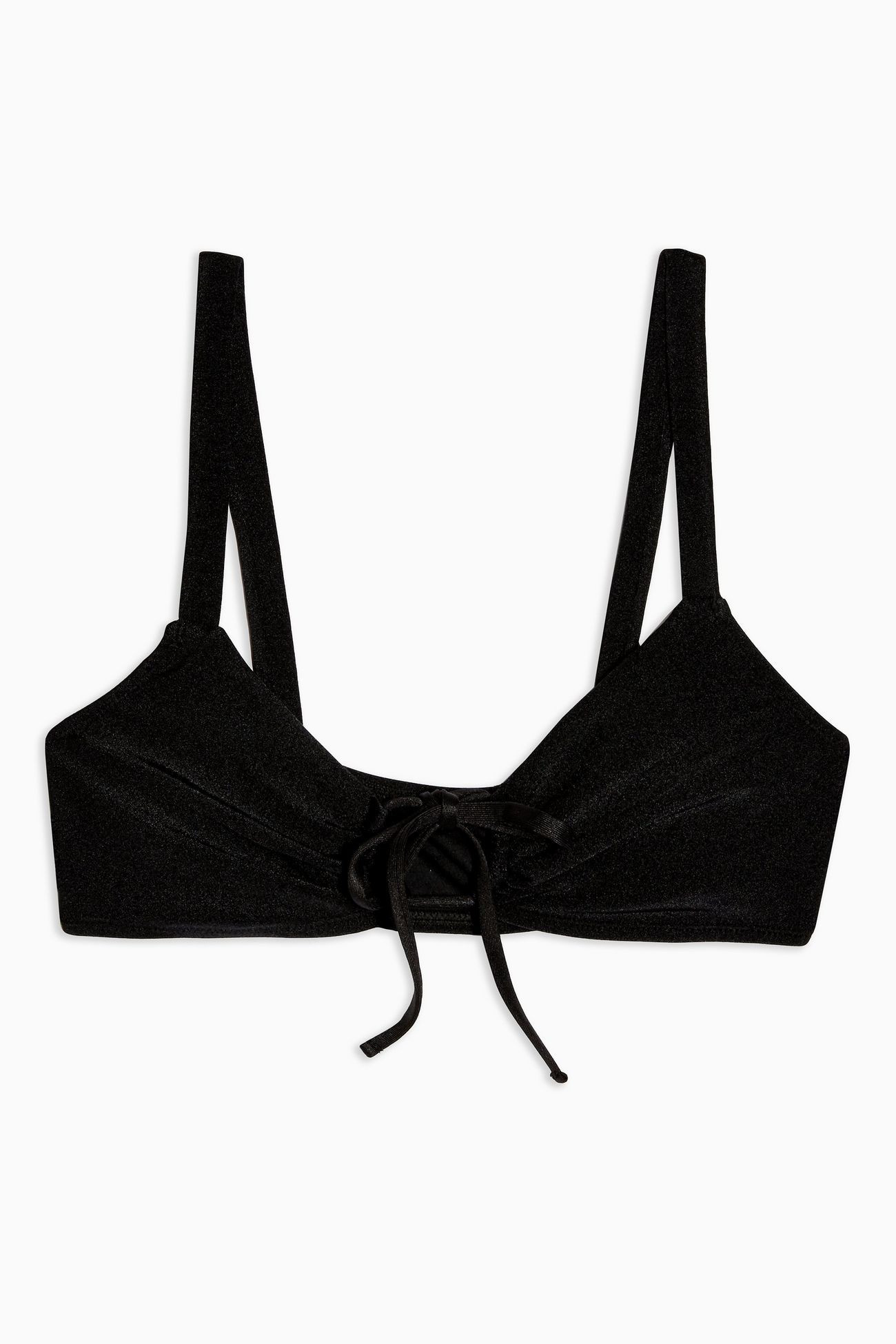 Shiny Black Ruched Cut Bikini Crop Top | Topshop UK