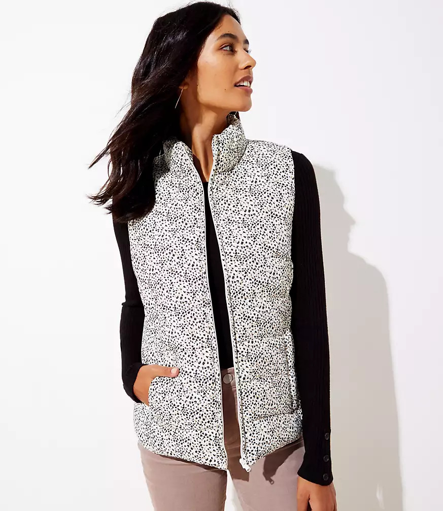 Leopard Print Puffer Vest | LOFT