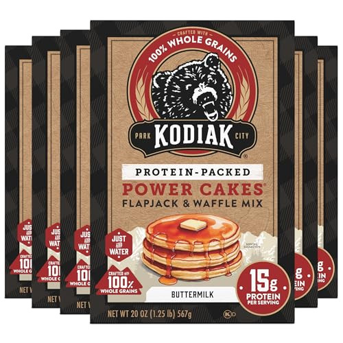 Kodiak Cakes Protein Pancake Power Cakes, Flapjack and Waffle Baking Mix, Buttermilk, 20 Oz, (Pack of 6) | Amazon (US)