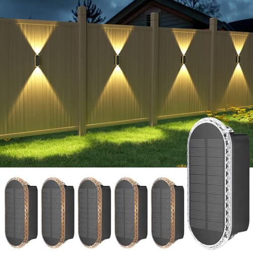 Ellasay Solar Fence Lights Outdoor: 6-Pack Solar Powered Wall Lights Up and Down Waterproof IP65-... | Amazon (US)