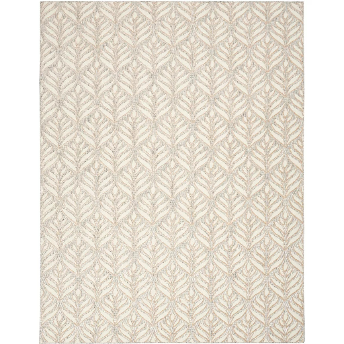 Nourison Aloha Tropical Palm Flatweave High-Low Indoor Outdoor Area Rug Ivory Grey 7'10" x 10'6" | Target