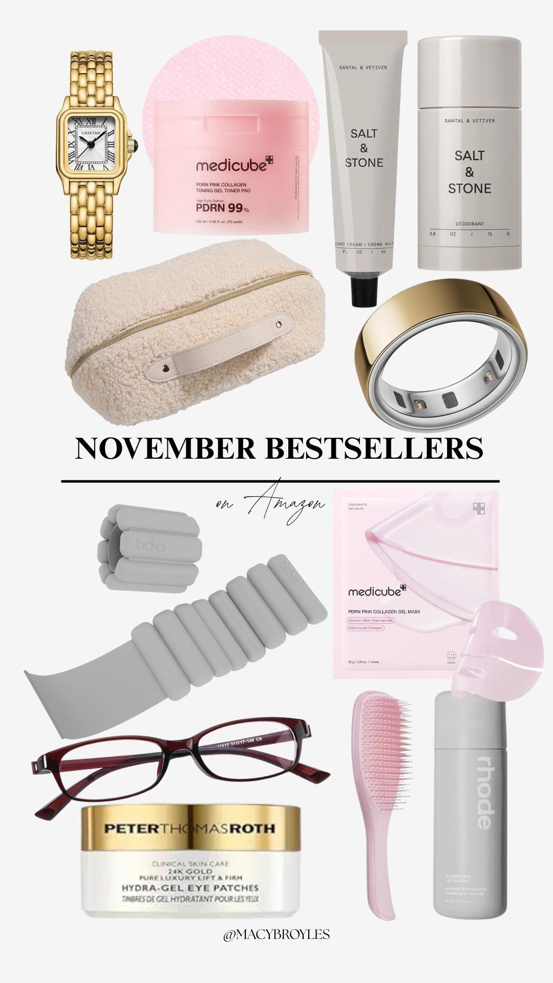 november bestsellers | all found on amazon 

medicube, salt and stone, oura, bala, rhode & more! 

watch inspo, jewelry inspo, makeup bag, workout, glasses, skincare, oura, clean deodorant

 #LTKCyberWeek

#LTKGiftGuide #LTKSaleAlert
