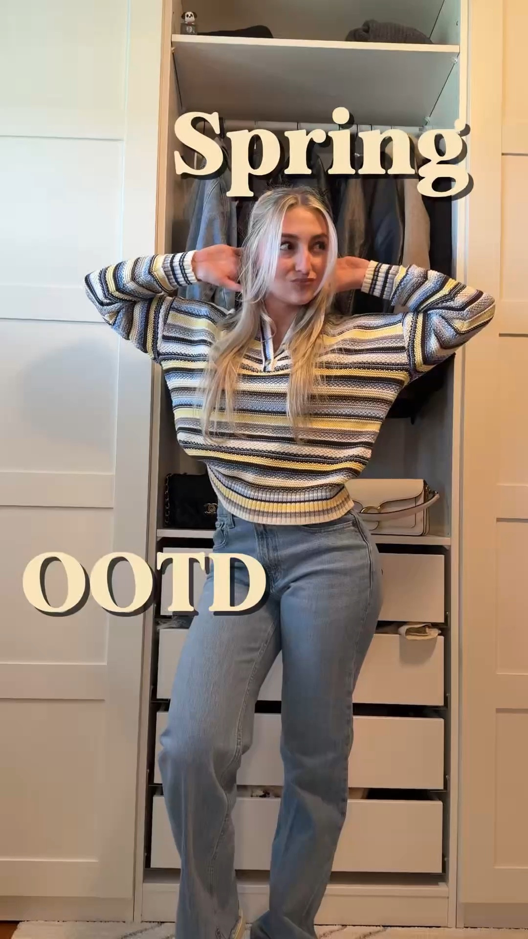 OOTD, spring outfit, sweater outfit, baggy jeans, spring and sweater, stripes, Henley top, trendy, fashion 2026 

#LTKootd #LTKSeasonal #LTKgrwm