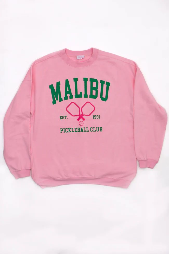 Malibu Pickleball Light Pink Oversized Graphic Sweatshirt | Pink Lily