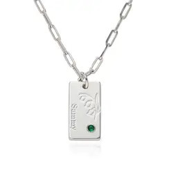 Blossom Birth Flower & Stone Link Necklace in Sterling Silver | MYKA