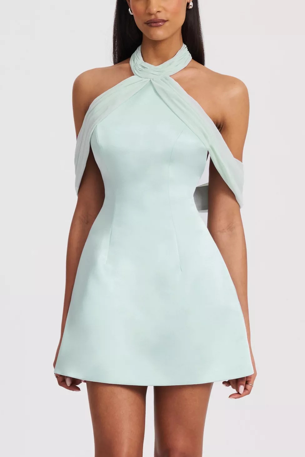 Miss Circle Zafrina Halter Off-Shoulder Mini Dress | Urban Outfitters (US and RoW)