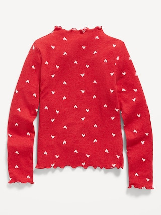 Cozy Long-Sleeve Printed Lettuce-Edge T-Shirt for Girls | Old Navy (US)