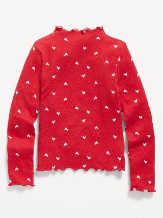 Cozy Long-Sleeve Printed Lettuce-Edge T-Shirt for Girls | Old Navy (US)