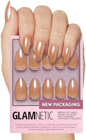 Glamnetic Press On Nails - Maple Glaze | Short Almond Nude Brown Neutral Nails with Glaze Finish ... | Amazon (US)