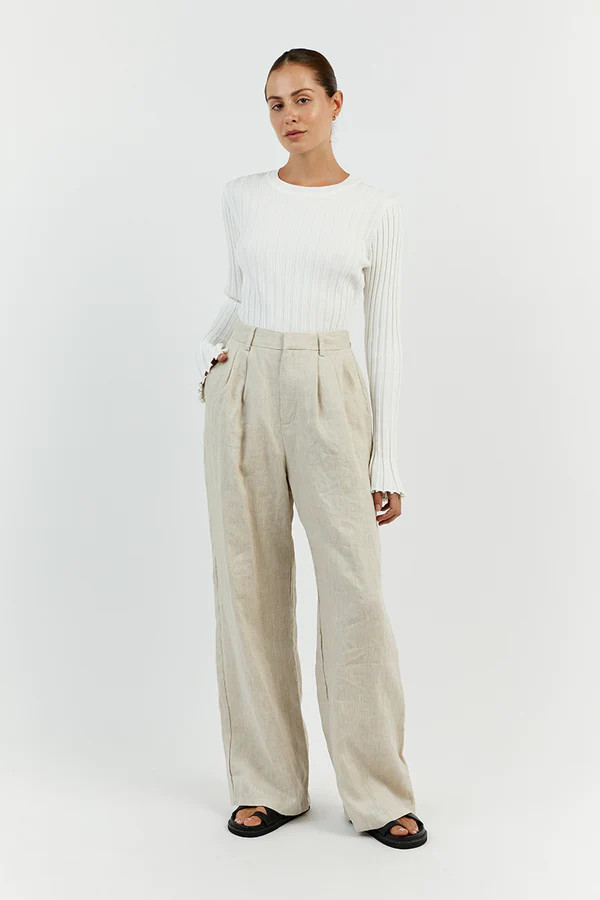 ADA OFF WHITE LONG SLEEVE KNIT TOP | DISSH