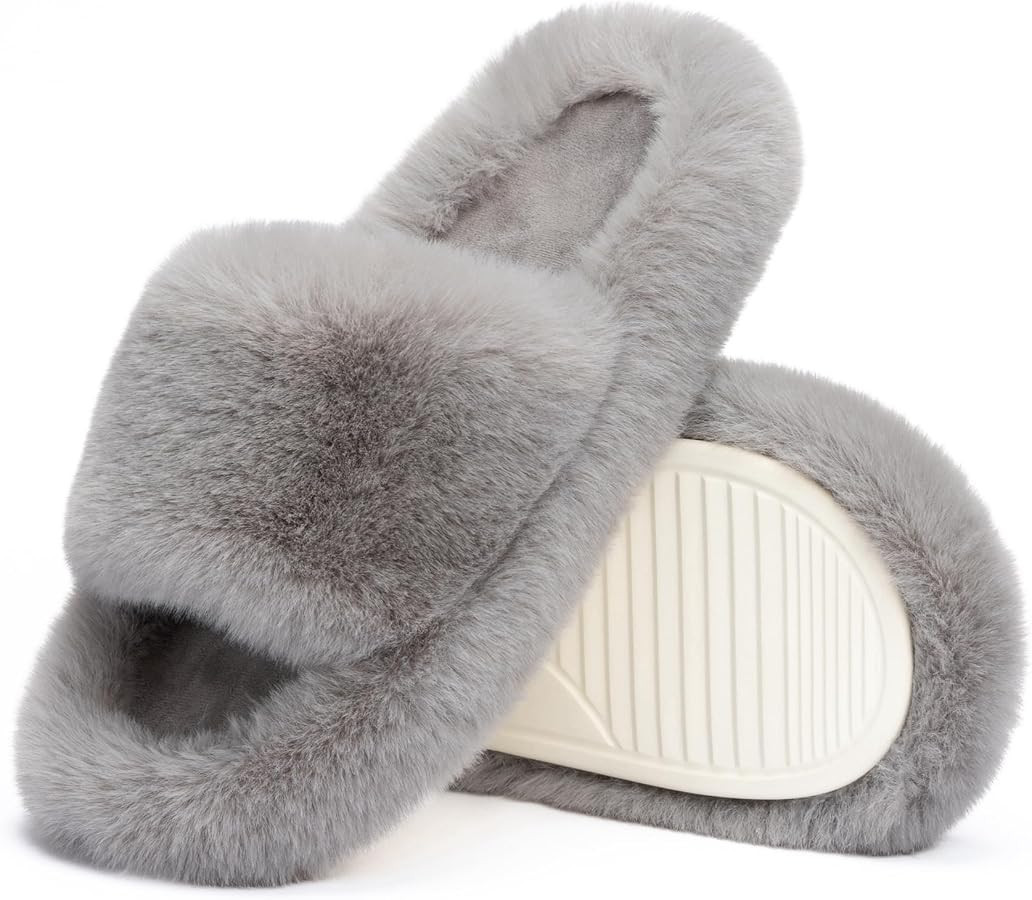 Women's Slippers Memory Foam House Bedroom Slippers for Women Fuzzy Plush Comfy Faux Fur Lined Sl... | Amazon (US)