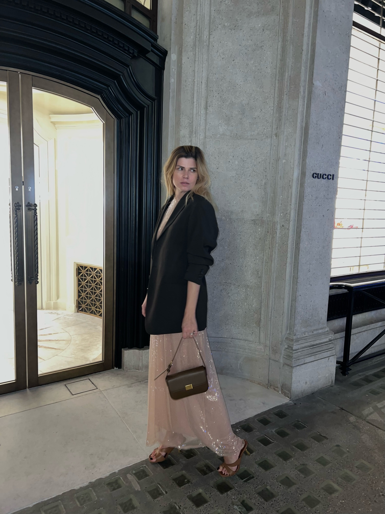 Sequin maxi dress and blazer