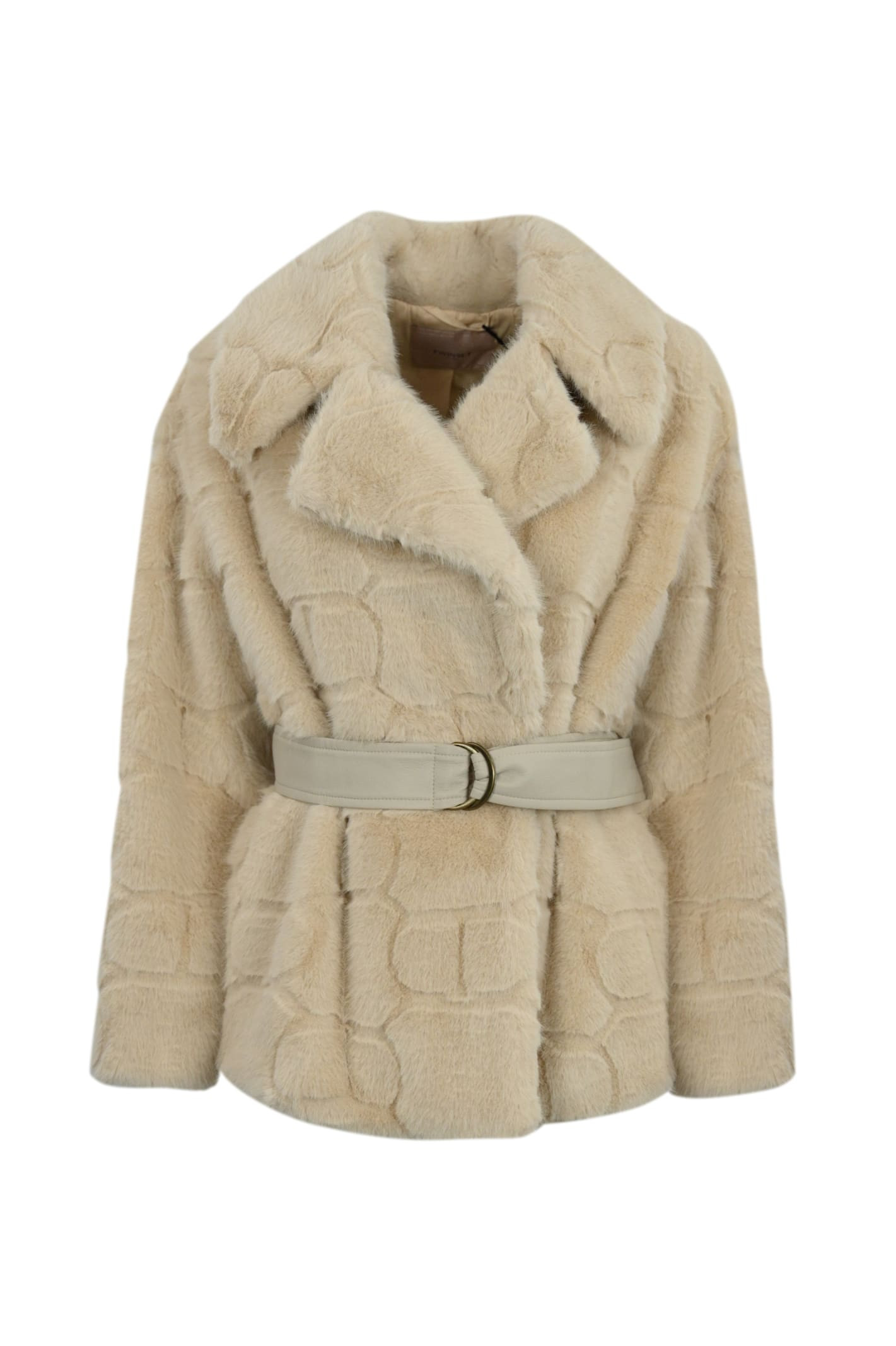 TwinSet Short Faux Fur Coat With Logo | Italist.com US