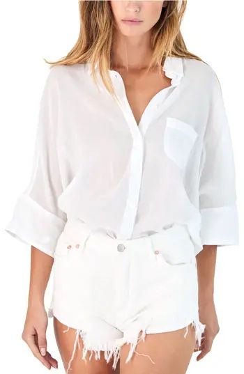 Women's Free People Best Of Me Button Down Shirt, Size Large - White | Nordstrom