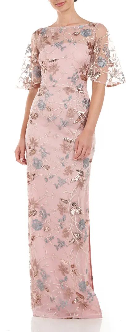 Daphne Embroidered Sequin Column Gown | Nordstrom
