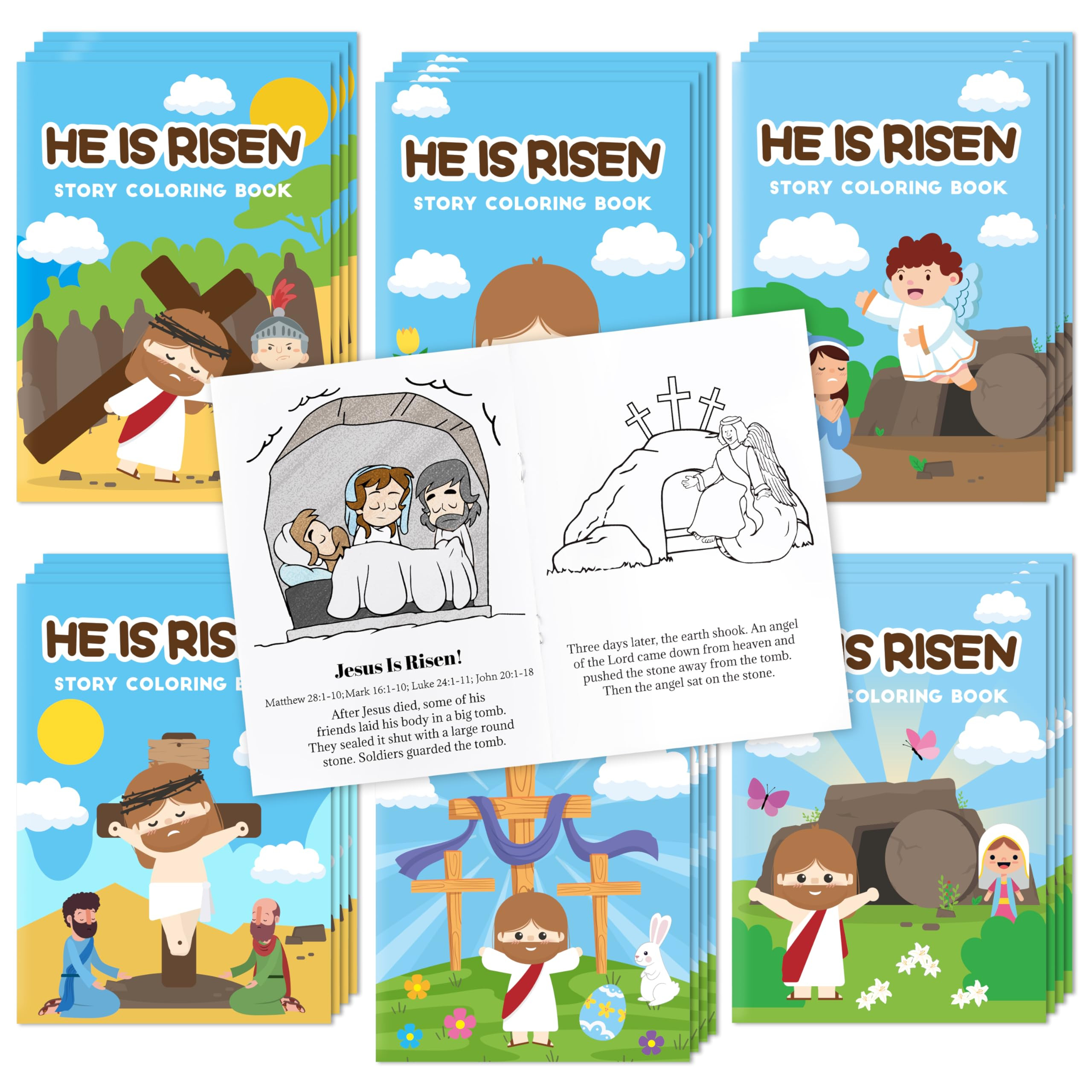 Easter Coloring Books for Kids - 24Pcs Bulk He is Risen Mini Coloring Booklet Religious DIY Art D... | Amazon (US)