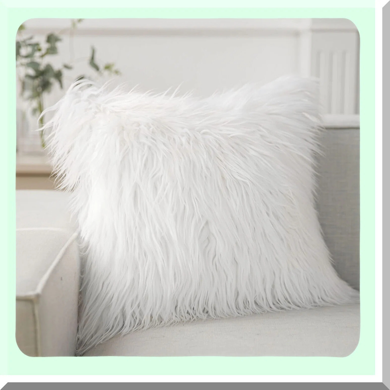 Luxury Fluffy Mongolian Faux Fur Pillowcase - True White Decorative Cushion Cover for Bedroom & C... | Wayfair North America