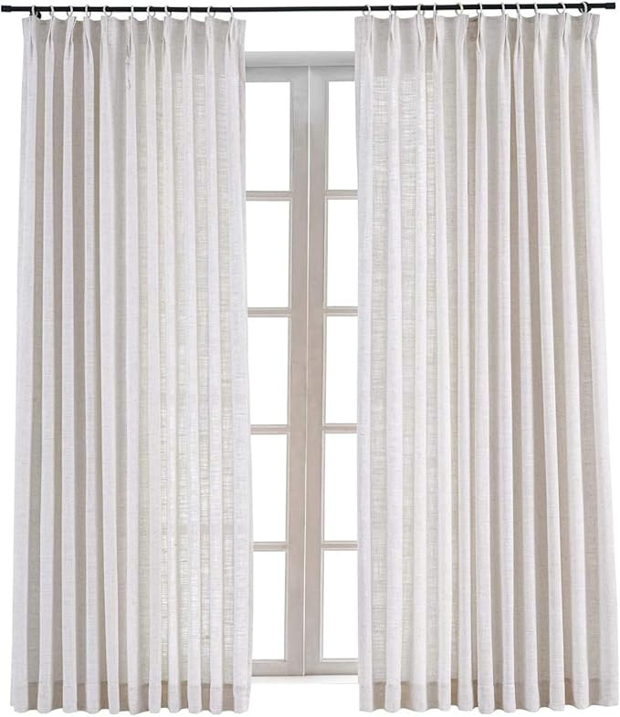 TWOPAGES 52 W x 96 L inch Pinch Pleat Darkening Drapes Faux Linen Curtains Drapery Panel for Livi... | Amazon (US)
