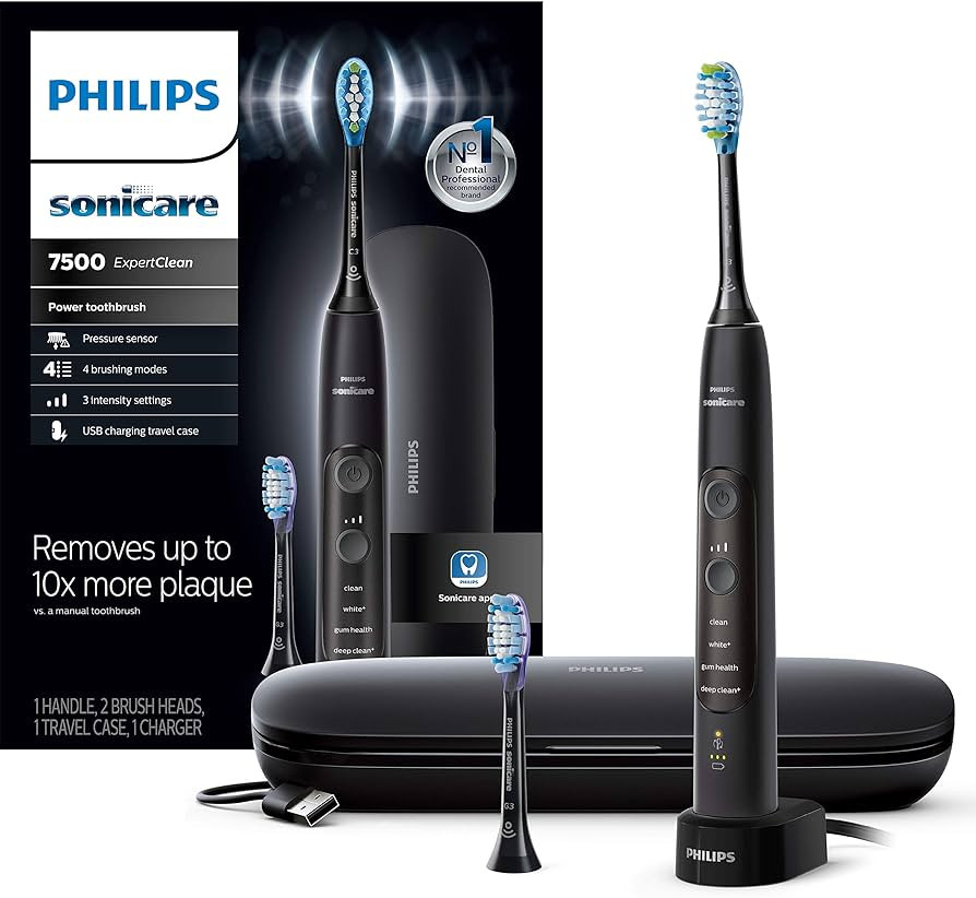 Philips Sonicare ExpertClean 7500, Rechargeable Electric Power Toothbrush, Black, HX9690/05 | Amazon (US)
