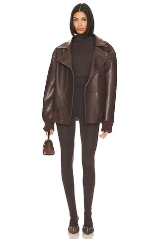 Slim Fit Long Sleeve Turtle Top in Chocolate | Revolve Clothing (Global)