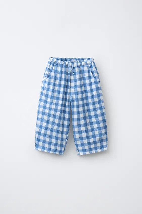 GINGHAM TEXTURED PANTS | Zara US