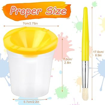4 Pcs Kids No Spill Paint Cups and 4 Round Paint Brushes 4 Colors Spill Proof Paint Cups for Chil... | Amazon (US)