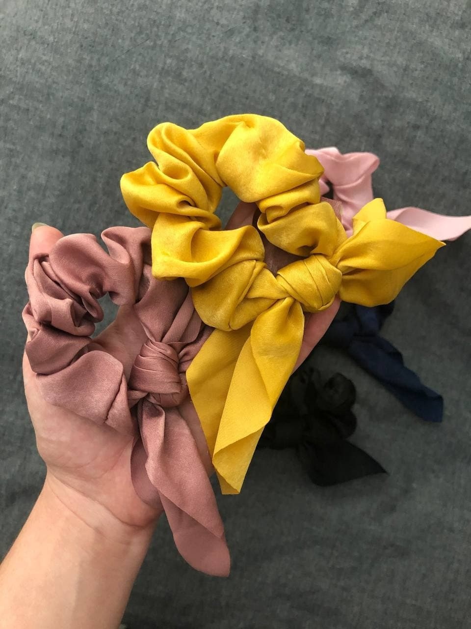 6 Pcs Satin Silk Hair Scrunchies Rabbit Bunny Ear Bow Bowknot Scrunchie Bobbles Elastic Hair Ties... | Amazon (US)