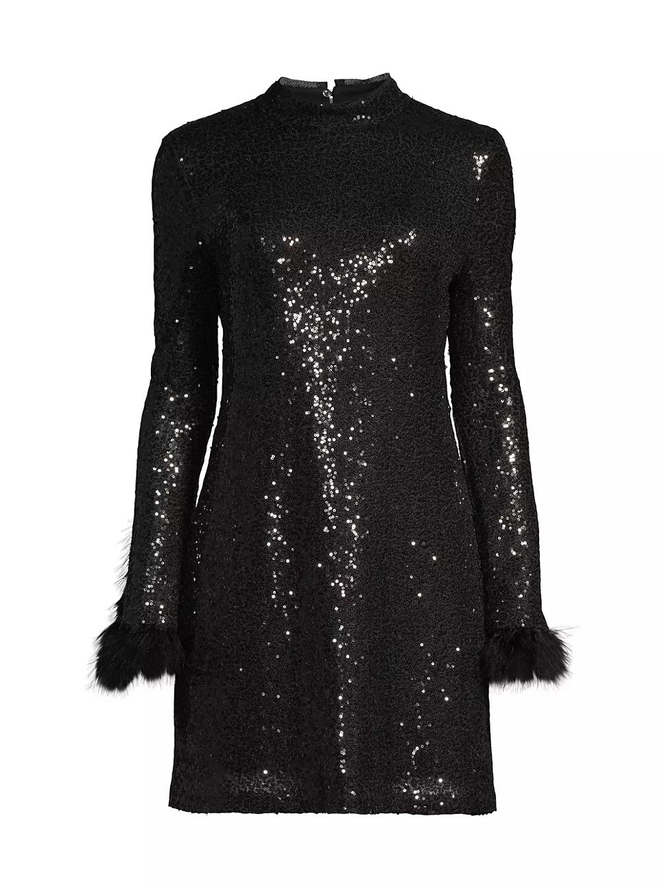 Sequined Feather-Cuff Minidress | Saks Fifth Avenue