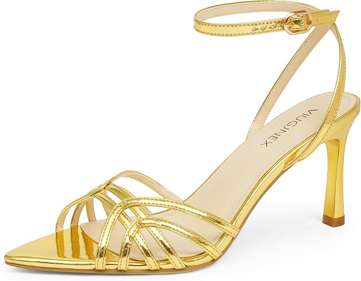 High Heels for Women Dressy Strappy Pointed Toe Heeled Sandals with Adjustable Ankle Strap and Se... | Amazon (US)