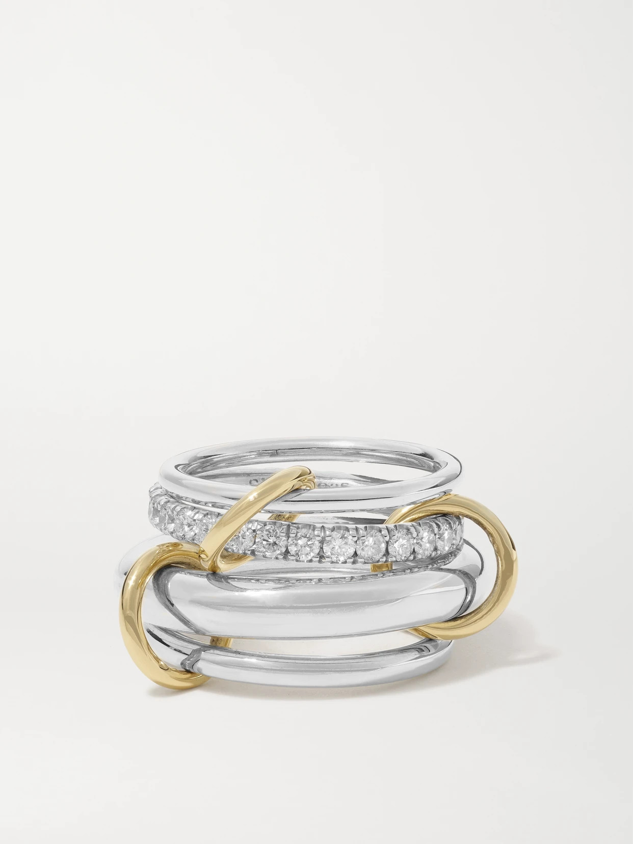 Spinelli Kilcollin - Luna Set Of Four Sterling Silver And 18-karat Gold Diamond Rings - 6 | NET-A-PORTER (US)