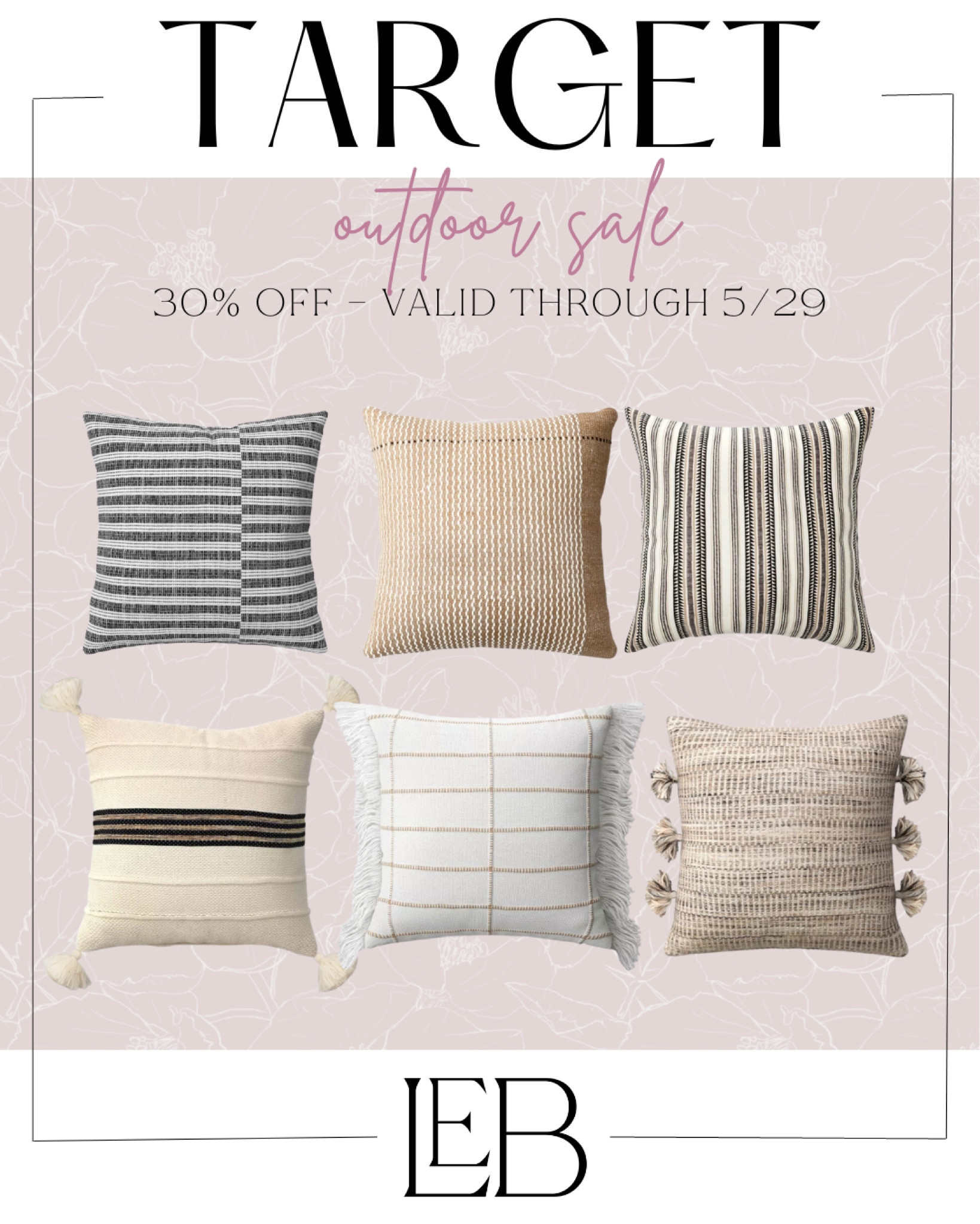 Up to 30% off outdoor sale at Target! Valid through 5/29!

Outdoor pillows, outdoor patio, sale

#LTKFind #LTKsalealert #LTKhome