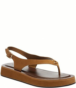 COACH Sculpted C Suede Platform Thong Sandals - 9 | Dillard's