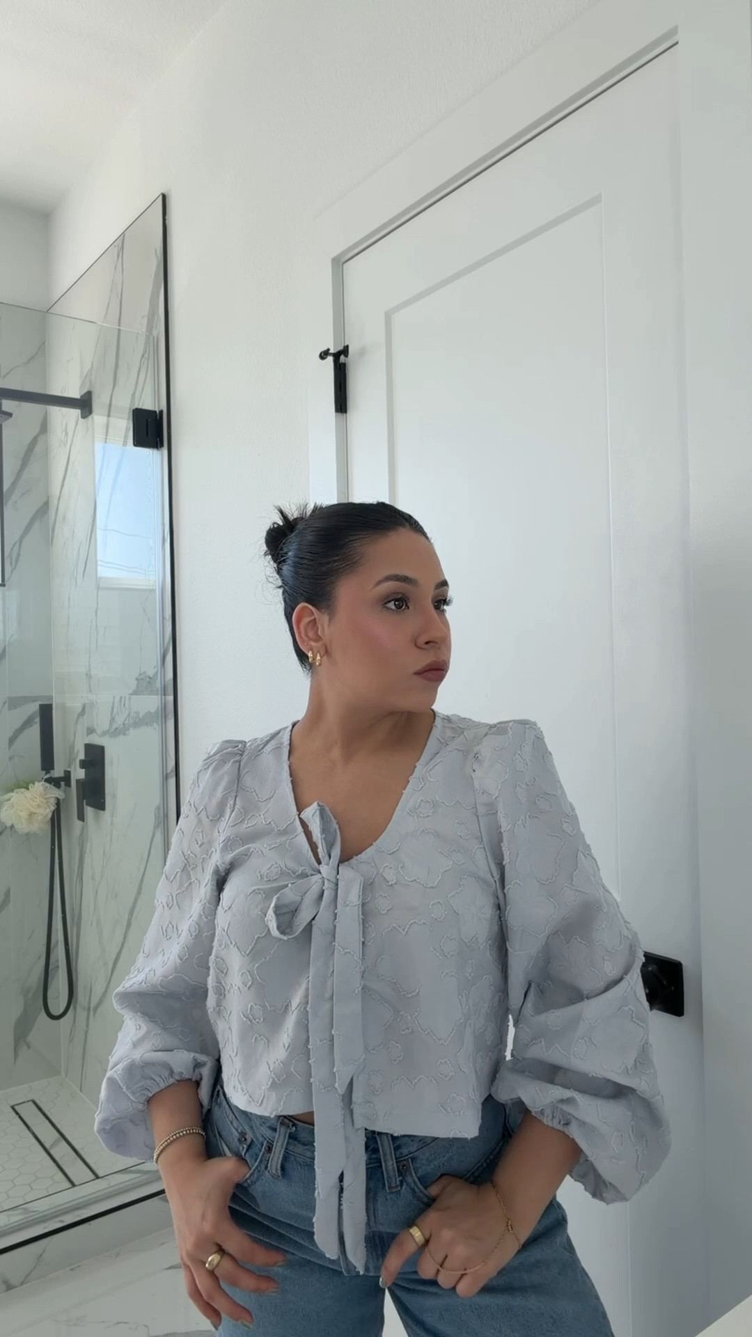 Sleek back bun 
Pre wash day hair style 
Hairspray 
Styling cream 

#LTKgrwm #LTKootd #LTKBeauty