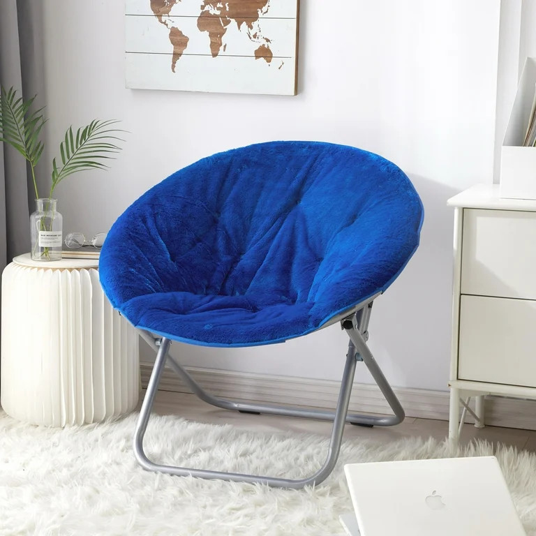 Mainstays Faux Fur Saucer™ Chair, Blue | Walmart (US)