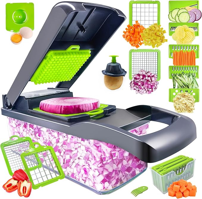 Vegetable with Container Chopper, Onion Cutter, Multifuctional Chopper, Vegetable Slicer Dicer Cu... | Amazon (US)