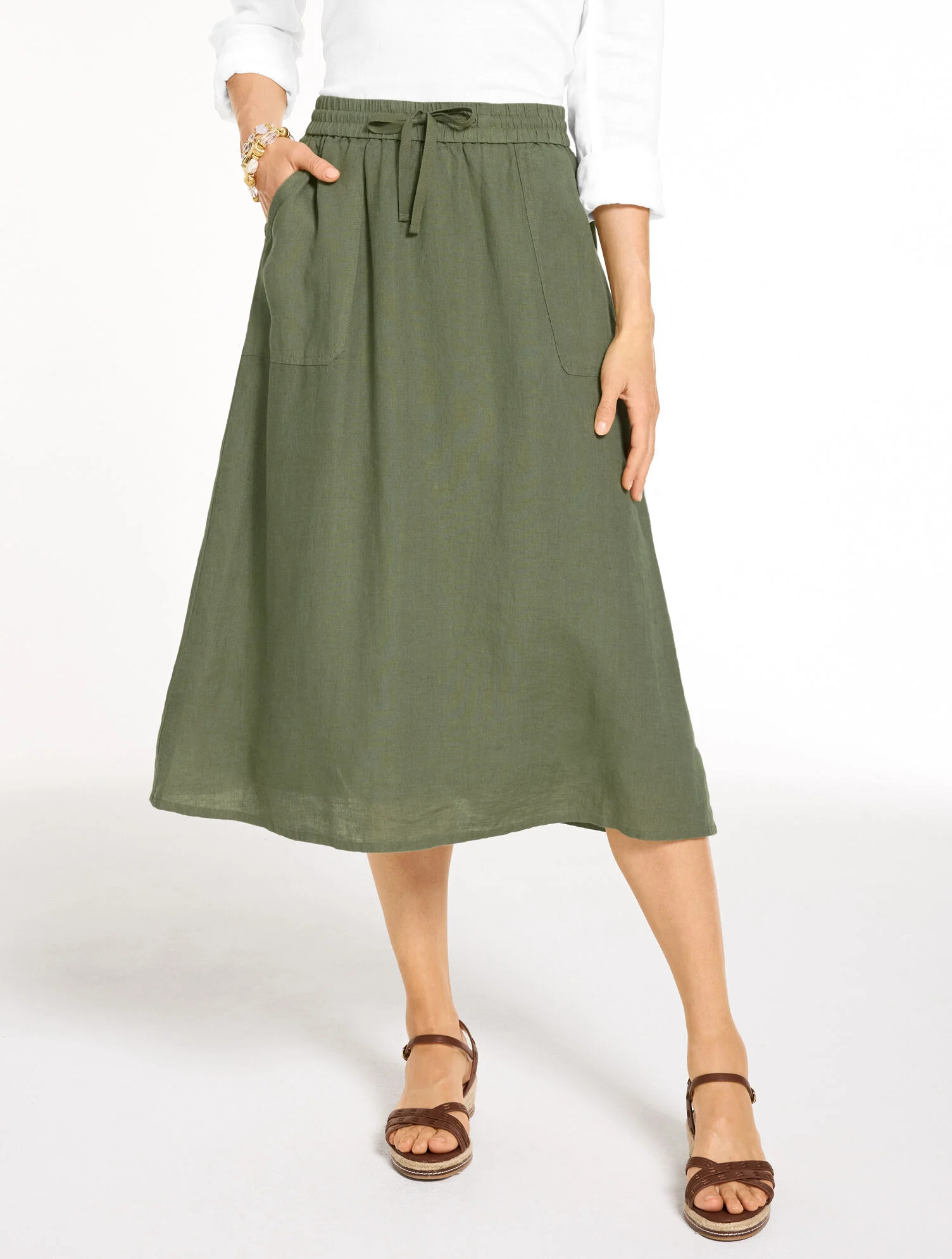 Linen Fit & Flare Skirt | Talbots
