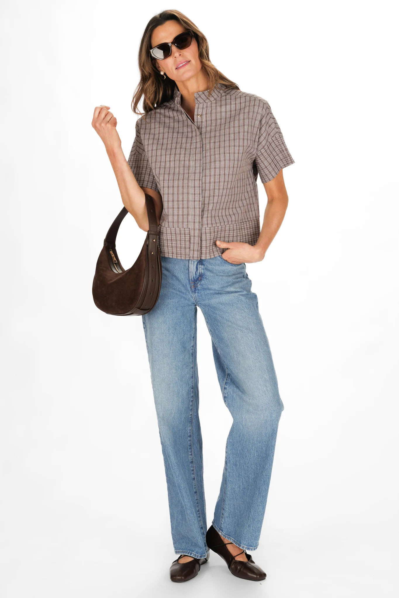 Avalon Top in Brown Check | Duffield Lane