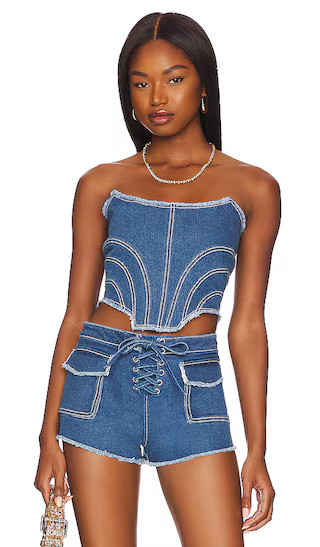 London Corset Top in Dark Blue | Revolve Clothing (Global)