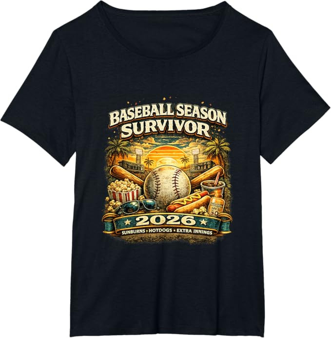 Baseball Season Survivor 2026 Funny Fan Vintage Sunset T-Shirt | Amazon (US)
