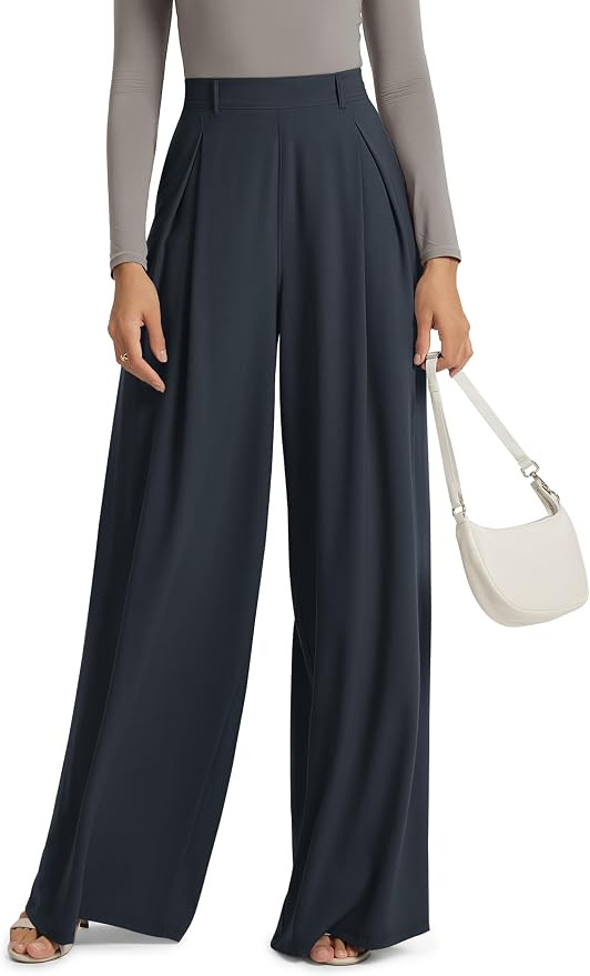 ODODOS Pleated Extra Wide Leg Pants for Women Flowy Lightweight High Waist Trouser with Pockets -... | Amazon (US)
