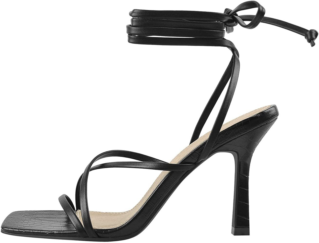 LISHAN Women's Stiletto High Heels Strappy Lace Up Sandals | Amazon (US)