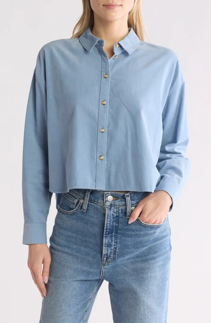 Cotton Corduroy Button-Up Crop Shirt | Nordstrom Rack