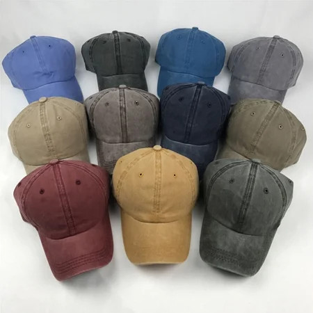 Cotton Cap Baseball Caps Hat Adjustable Polo Style Washed Plain Solid Visor | Walmart (US)