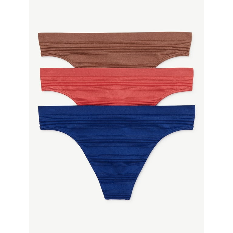 Joyspun Women's Seamless Sheer Stripe Thong Panties, 3-Pack, Sizes to 3XL | Walmart (US)