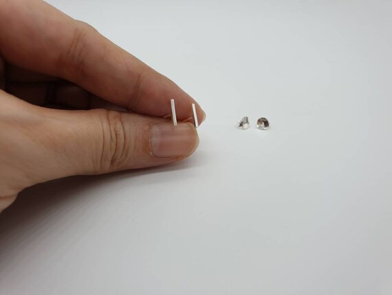 7 mm Thin Bar Stud Earrings 925 Sterling Silver Square Bar | Etsy | Etsy (US)