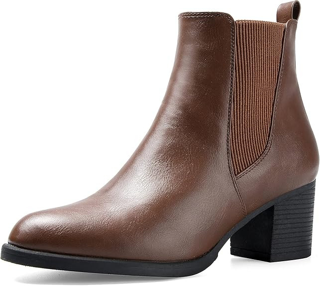 COASIS Women's Chelsea Boots Chunky Block Heel Slip On Ankle Booties with Elastic Sided | Amazon (US)