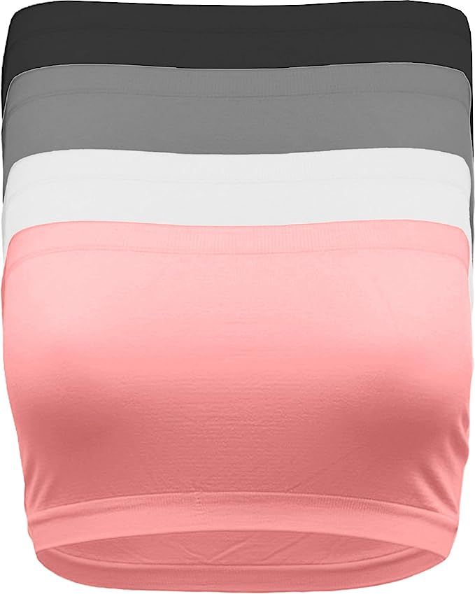 Strapless Bandeau Bra, Seamless Stretchy Crop Tube Top Pack Sets of 4 or Single | Amazon (US)