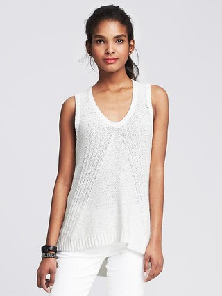 Banana Republic High/Low Sweater Tank Size XL - White | Banana Republic US