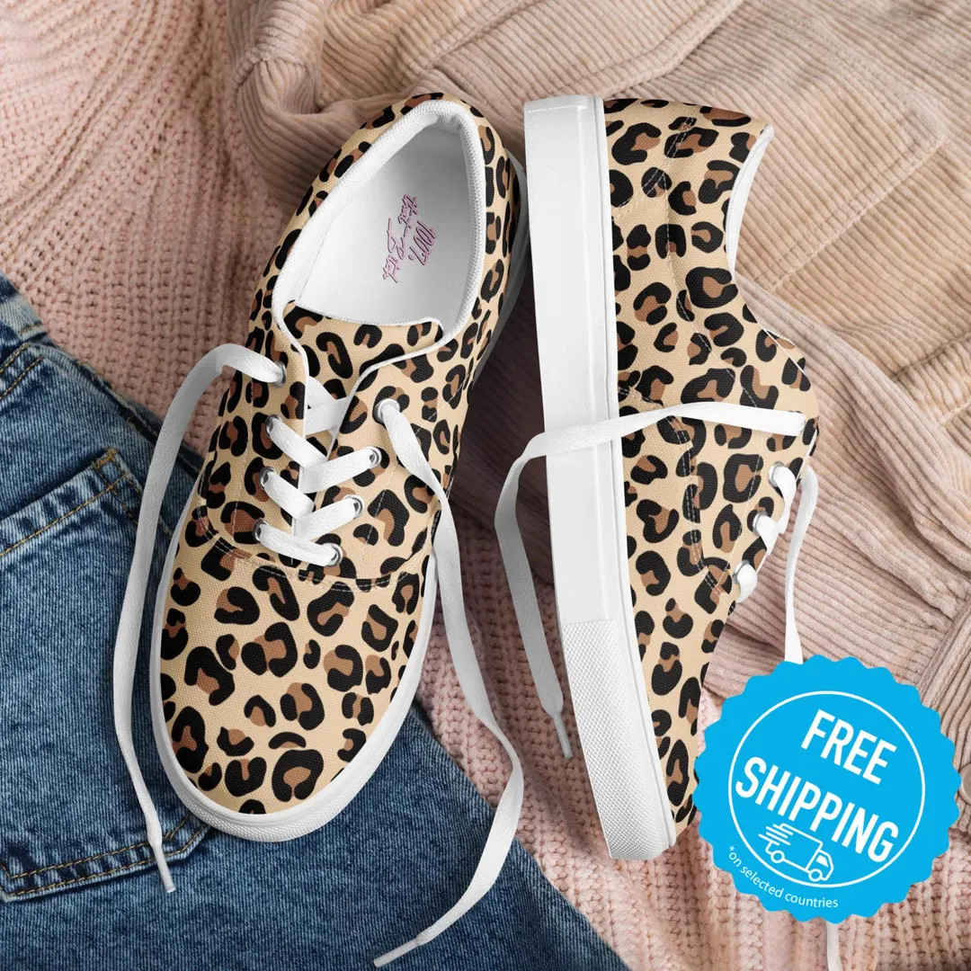 Official Mob Wife Leopard Skin Womens Lace-up Canvas Shoes - Etsy | Etsy (US)