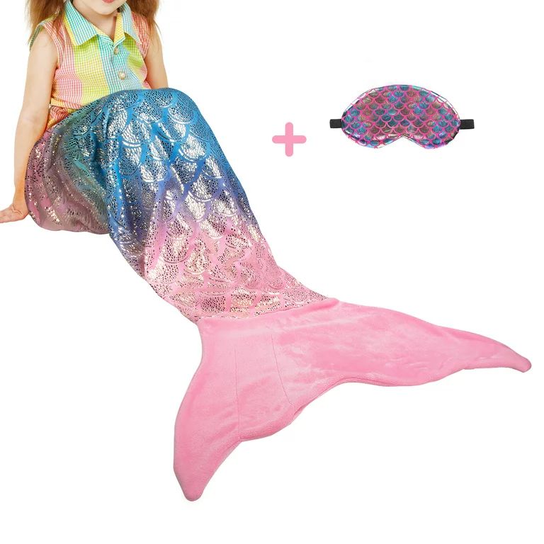 Flyingstar Mermaid Tail Blanket, Soft Flannel Fleece All Seasons Sleeping Blanket for Kids Adults... | Walmart (US)